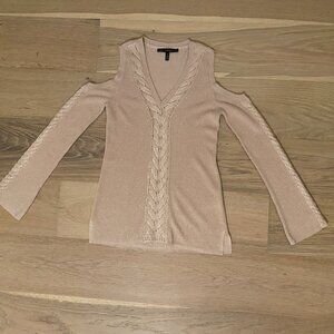 WHBM Pink Sweater w Silver Metallic Shimmer Detailing Size Medium